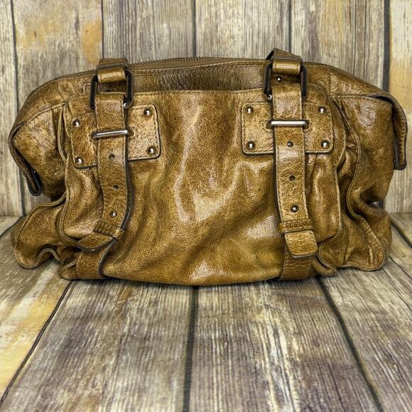 Kooba Distressed Studded Brown Leather Western Y2K Cowgirl Countrycore Handbag - Picture 3 of 10